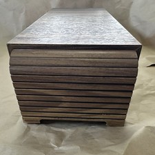 Vintage Cassette Tape Holder Storage Faux Wood Holds 14 Tapes