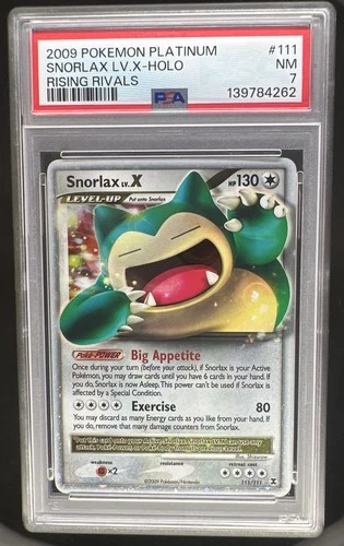 2009 Pokemon Platinum Rising Rivals Snorlax LV.X Holo #111/111 PSA 7
