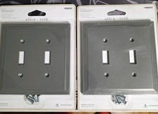 2 Packs - Allen Roth Bevel 2-Gang Brushed Nickel Indoor Wall Toggle Plate