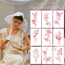1 Set Red Butterfly Floral Temporary Tattoo Stickers Safety Arm Body Art