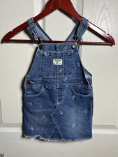 Oshkosh B'Gosh Girl  s Toddler Denim Overall Dress 3T With Flowers