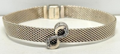 Pandora Reflexions Mesh Bracelet Sterling Silver S925 ALE Infinity Clip Charm 7''