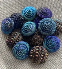 Czech Glass Aurora Borealis Shankless Buttons 2 Sets - Lot of 13