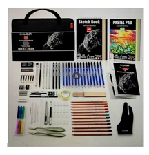 KALOUR 95-Piece Sketching and Drawing Art Set with 3-color Sketch Book and Pa...