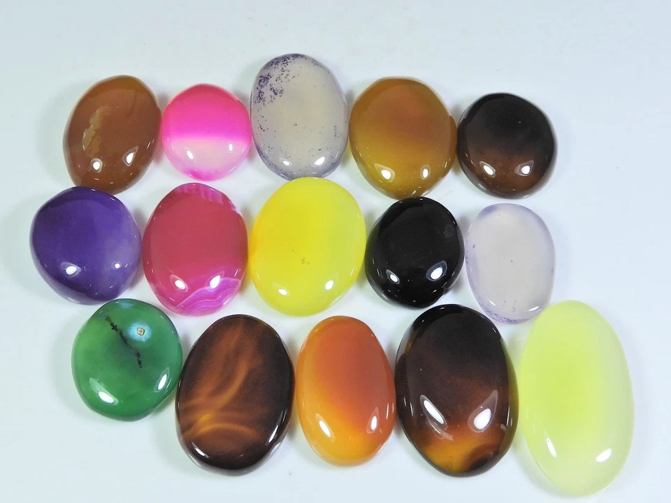 276Cts. Natural Onyx Agate Ring Size Oval Cabochon Loose Gemstone 15Pcs Lot - Image 2 of 4