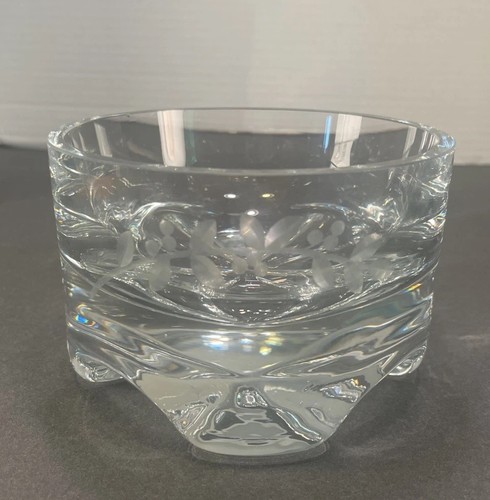 Krosno Poland Signed Crystal Glass Candy Bowl Clear Elegant Heavy 4.75" Etched