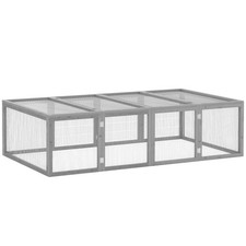 PawHut Rabbit Hutch Cage, Wooden Outdoor Run with Openable Roof, Grey