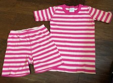 Hanna Andersson 2 Piece PINK STRIPE PAJAMAS Girls Size 12 Good Used Condition
