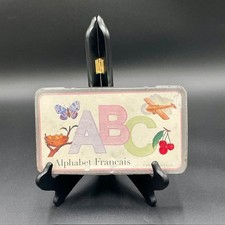 French Alphabet Francais ABC Flash Cards Cavallini Papers Metal Box 2005 8"x4"