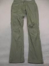 PrAna Size M Womens Green Drawstring Pockets Buttons Straight Outdoor Pants 800
