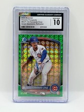 2025 Bowman Chrome Fernando Cruz Green Geometric Refractor # /99 Cubs CGC 10