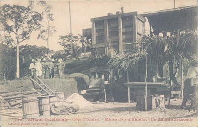 French colonies IVORY COAST AHINTA gold mine 1910s PC