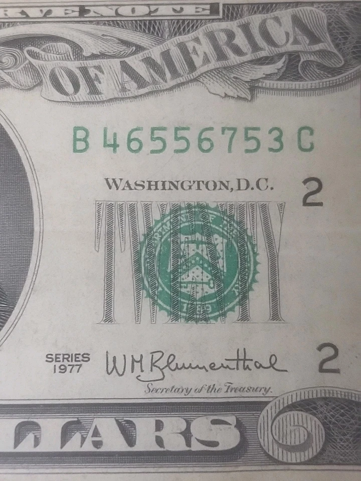 Vinage 1977 $20 bill serial number B46556753C For Collectors - Image 4 of 4
