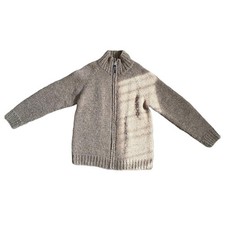 DAN  Kanata Hand Knit Wool Driver's Sweater Cowichan Size 44 Brown F/S
