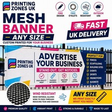 Custom Mesh Banner Any Size | PVC Outdoor  Sign Waterproof Windproof UK