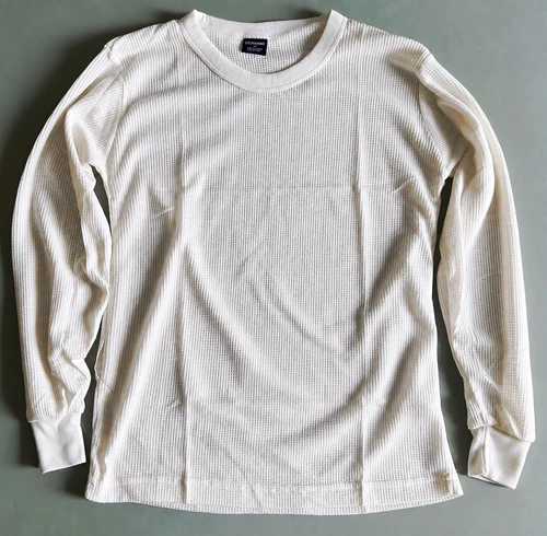 Giovanni Men’s White Waffle Knit Cotton Crew Neck Long Sleeve Tee Small - product listing photo