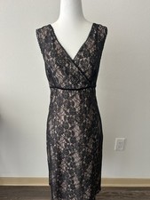 Vintage Black Lace Floral Midi Dress Whimsigoth Witchy Feminine Dainty Coquette