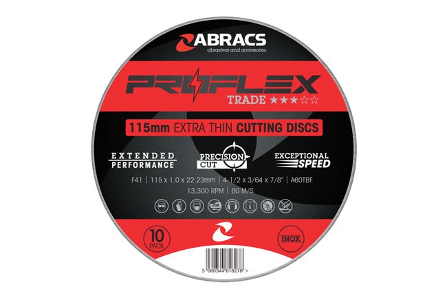 CONNECT 32069 Abracs Extra Thin Flat Cutting Discs 115mm x 1.0mm 100 Pieces