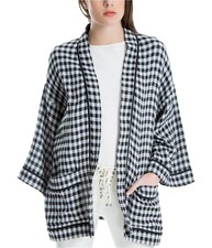 Max Studio London Womens Kimono Wrap Jacket, Black, Small