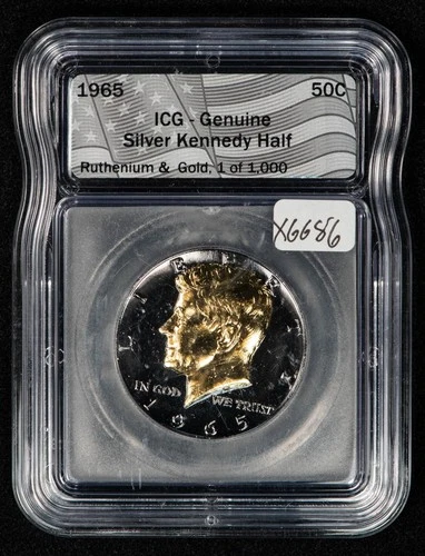 1965 50c Kennedy Half Dollar - Black Ruthenium & Gold - ICG Genuine - SKU-X6686