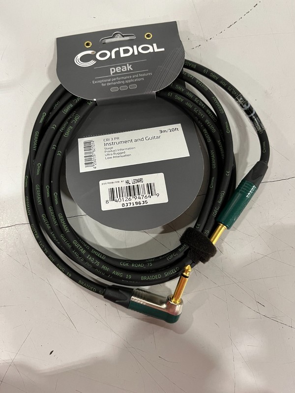 Cordial Encore Peak CRI 3 PR Instrument And Guitar 3m/10ft Black New