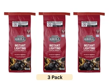 Expert Grill Instant Lighting Charcoal Briquets,  12 LB - 3 Packs Free Shipping