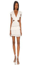 LoveShackFancy Audrina Dress White Eyelet Lace Mini Dress Size Large Boho