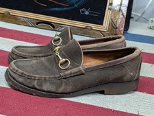 Gucci Men horsebit Loafers slipon US 8.5 D Brown suede lug sole shoes