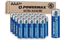 AAA Alkaline Batteries 24 Pack Powermax Battery 10 Year Shelf Life Long Lasting 0.52 per gallon