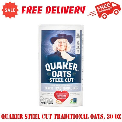 Quaker Steel Cut Traditional Oats, Cook On Stove Or Microwave, 30 oz Canister