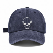 White Skull Vintage Dad Hat Washed Cotton Adjustable Baseball Cap