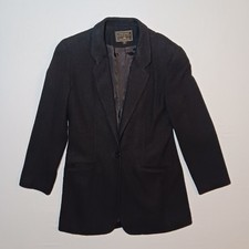 Vintage Express Compagnie Womens Long Terry Blazer Small Black Botton USA