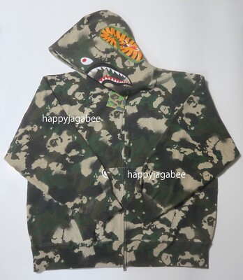 A BATHING APE グリーン ラバーベルト Lサイズ 即完売 A BATHNIG APE Men's MAP CAMO SHARK RELAXED FIT FULL ZIP