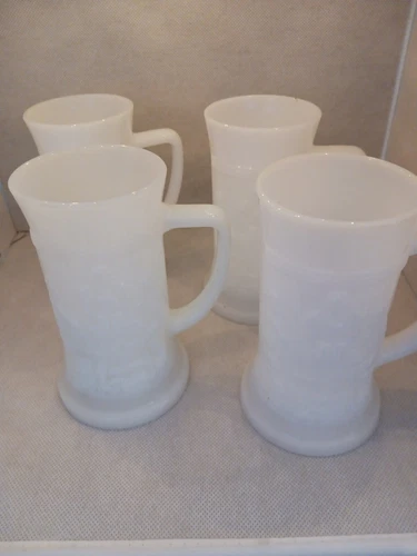VTG Federal White Milk Glass Stein Beer Mug Tankard Pub Octoberfest 1970s, 4