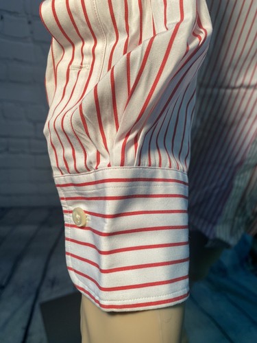 Camisa para hombre POLO by RALPH LAUREN 100% algodón blanco/rojo a rayas talla 18 34/35 NUEVO SIN ETIQUETAS☀️ - Imagen 6 de 10