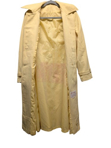 Vtg Forecaster of Boston Yellow Trench Rain Coat Women 11/12 Lined No Belt*** - Picture 10 of 15