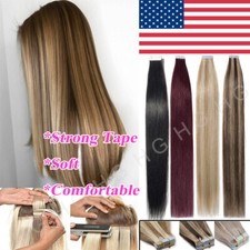 Tape In 100 Virgin Human Hair Extensions 40pcs 100g Skin Weft Soft Straight US