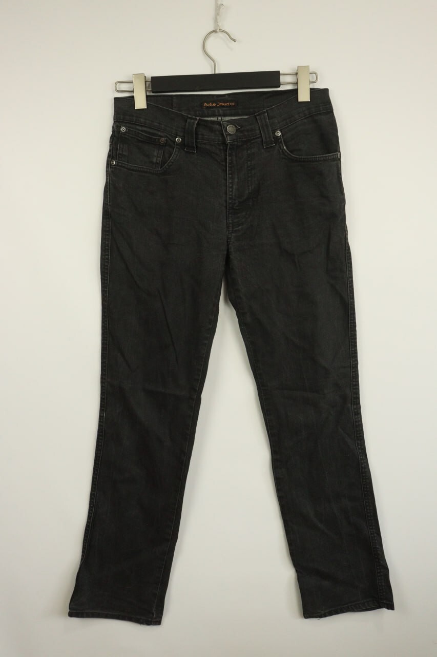 NUDIE Denim Black Stretch Regular Straight Jeans Size W32 L32