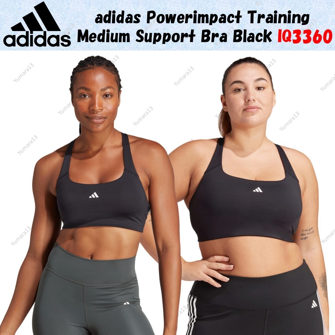 ★★Adairs★★ Power Impact Training Medium Support Bra IQ33 adidas Powerimpact Training Medium Support Bra Black IQ3360