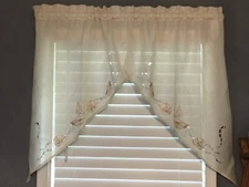5 Pairs Sea Shell Curtains 54”X36”  Tiered Valance Shell Beach Windows