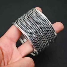Solid 7 Set Of Silver Bangles 925 Sterling Silver Bracelet Handmade Women Bangle