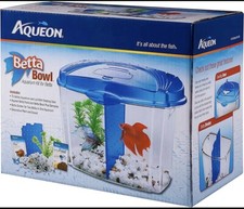 Aqueon Betta Bowl Aquarium Fish Tank Kit, Blue, Half Gallon