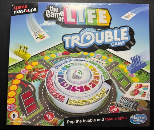 The Game of Life and Pop-O-Matic Trouble Game Mashups Crossover Hasbro Brand New