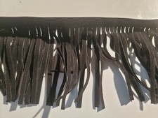 4in Fringe Trimming Velvet/Suede Like Black 5yds