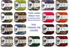 1 Skein Ice Ladder Ribbon Trellis Yarn for Crochet Necklaces U CHOOSE COLORS