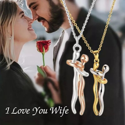 Anniversary Gift Hug Necklace for Love Couple Affectionate Embrace Chain Unisex