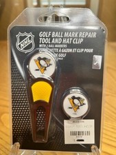NHL PITTSBURGH PENGUINS GOLF BALL MARK REPAIR TOOL AND HAT CLIP WINCRAFT