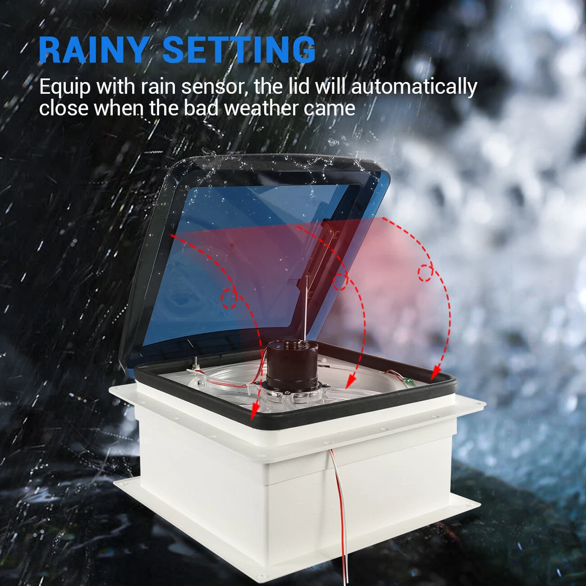 RV Roof Vent with Thermostat and Rain Sensor Manual and Automatic Speeds  12V 14u0026#034; | eBay