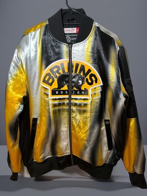 Unisex Black/Yellow Boston Bruins Speedway Nylon Full Zip Jacket Size L