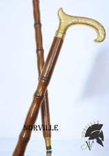 Sturdy Walking Stick Stylish Looking Wooden Cane With Brass Handle Rubber Base